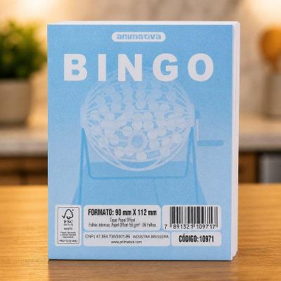 Cartela de Bingo 96 Folhas Papel Offset 56G-M2 Azul Animativa