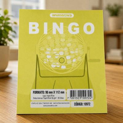 Cartela de Bingo 96 Folhas Papel Offset 56G-M2 Amarela Animativa