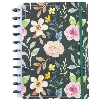 Caderno de Disco Reposicionável Disko Garden Grande g Capa Dura Floral