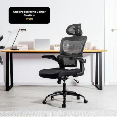 Cadeira Gamer Giratória IDL2002 Ideal Tela Mesh Reclinável Preta