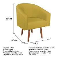 Kit Diva Recamier Heitor 140Cm Lado Esquerdo E 02 Poltronas Luiza Suede - Amarena Móveis Amarelo