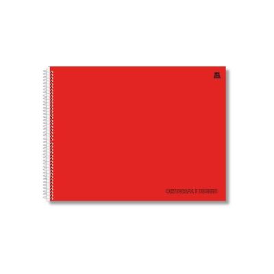 Caderno de Cartografia e Desenho Animativa Capa Lisa 60 Folhas Vermelho