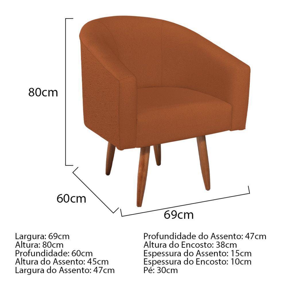 Kit Diva Recamier Heitor 140Cm Lado Esquerdo E 02 Poltronas Luiza Suede - Amarena Móveis Terracota - 4