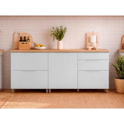 Balcão Cozinha Marquesa 2 Portas 4 Gavetas MDF 120CM Branca e Nature