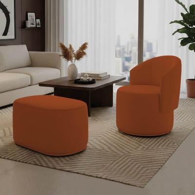 Kit Poltrona e Puff Malu Max Bouclê Suede Orgânico Terracota D'Rossi