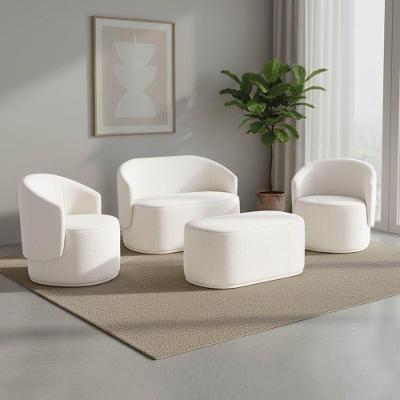 Kit Namoradeira Poltronas e Puff Malu Max Bouclê Off White D'Rossi