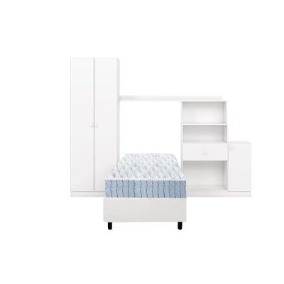 Quarto Completo Solteiro Pétala 3 Peças 3 Portas 1 Gaveta Branco Henn