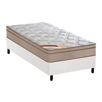 Kit Cama Box Solteiro Colchão Molas Bonnel Euro Pillow Revolution Branco Castor