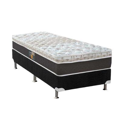 Kit Cama Box Solteiro Molas Ensacadas Euro Pillow Suede Preto