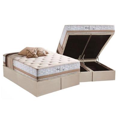 Kit Cama Box Baú King Molas Maxspring Spain Euro Pillow Suede Bege Herval