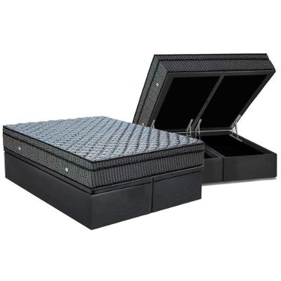 Kit Cama Box Baú King Orthotel Luxo Molas Ensacadas Suede Cinza Ortobom