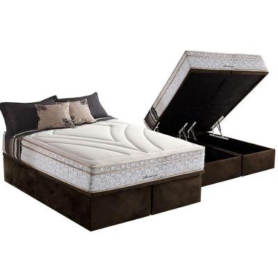 Kit Cama Box Baú King Molas Maxspring American Suede Marrom Herval