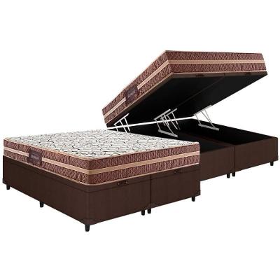 Kit Cama Box Baú Queen Besmont Euro Pillow Ortopédico D65 Marrom Herval