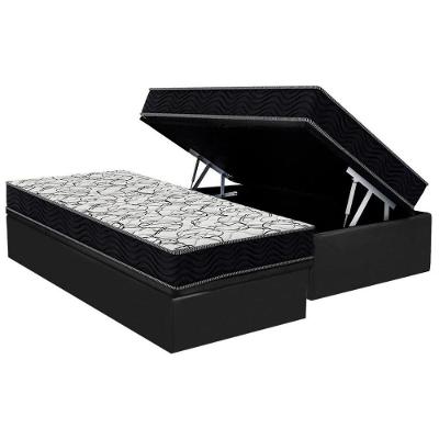 Kit Cama Box Baú Solteiro Airtech 150 Colchão Ortopédico D45 Cinza Ortobom