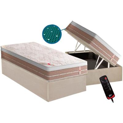 Kit Cama Box Baú Solteiro Corano Clean Molas Bonnel Euro Pillow Bege a Costa Rica