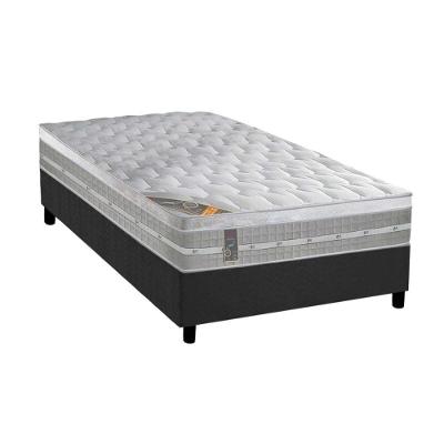 Kit Cama Box Solteiro Premium Gel Molas Ensacadas Euro Pillow Suede Cinza
