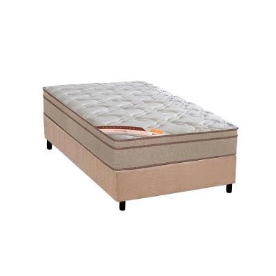 Kit Cama Box Solteiro Colchão Molas Pocket Revolution Euro Pillow Bege