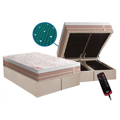 Kit Cama Box Baú Queen Niponpedic Euro Pillow Molas Bonnel Bege Castor