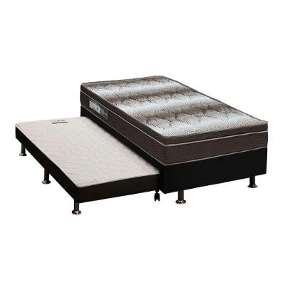 Kit Cama Box Solteiro Ortopédico Light Euro Pillow D28 Preto Ortobom