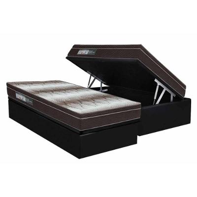Kit Cama Box Baú Solteiro Ortopédico Light Euro Pillow Suede Preto Ortobom