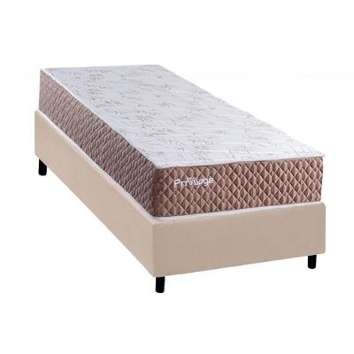 Kit Cama Box Solteiro Privilege Molas Ensacadas Suede Bege Colchão Paropas