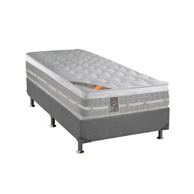 Kit Cama Box Solteiro Colchão Molas Ensacadas Euro Pillow Cinza Ortobom
