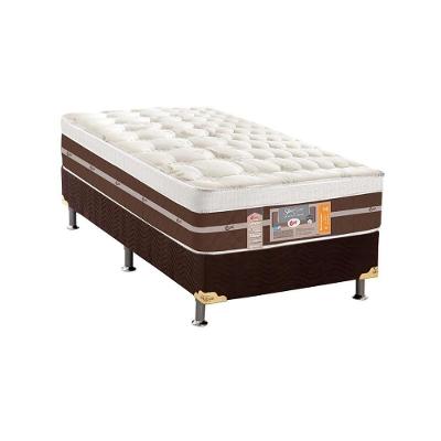 Kit Cama Box Solteiro Physical Molas Ensacadas Euro Pillow Suede Marrom