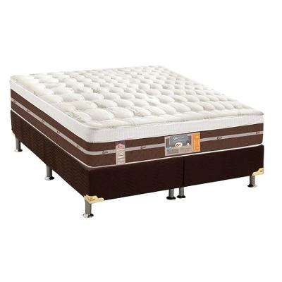 Kit Cama Box Colchão Queen Molas Ensacadas Euro Pillow Suede Marrom Ortobom