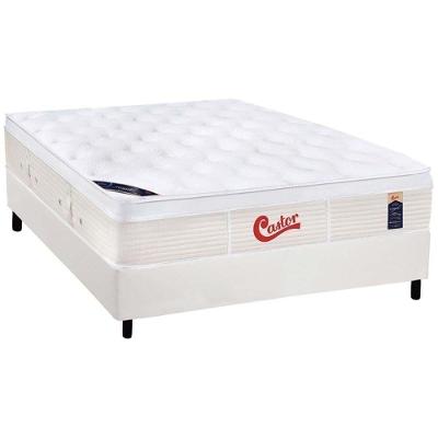 Kit Cama Box Casal Molas Pocket Castor Vitagel Euro Pillow Branco