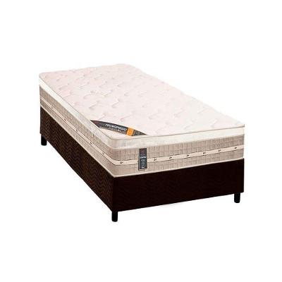 Kit Cama Box Solteiro Molas Pocket Euro Pillow Suede Marrom a Costa Rica