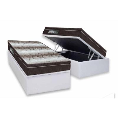 Kit Cama Box Baú Solteiro Ortopédico Light Euro Pillow Espuma Branco Ortobom