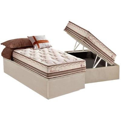Kit Cama Box Baú Solteiro Istambul Molas Bonnel Suede Bege Herval