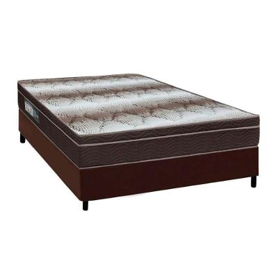 Kit Cama Box Casal Ortopédico Light Euro Pillow Espuma D28 Marrom Ortobom
