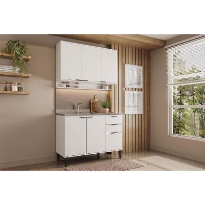 Kit Cozinha Alpha C2P51 6 Portas 2 Gavetas MDP 120CM Branco Móveis Carraro