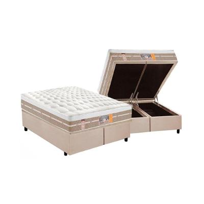 Kit Cama Box Baú Queen Silverstar Molas Pocket Euro Pillow Bege Castor