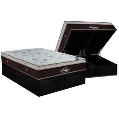 Kit Cama Box Baú King Sleep King Molas Ensacadas Suede Preto Ortobom