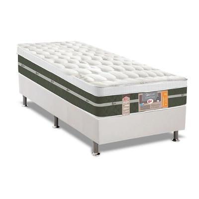 Kit Cama Box Solteiro Silver Star 88 Molas Bonnel Euro Pillow Colchões Castor