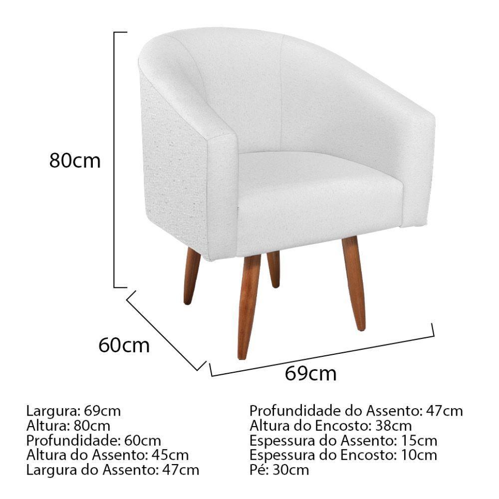 Kit Diva Recamier Heitor 140Cm Lado Esquerdo E 02 Poltronas Luiza Suede - Amarena Móveis Branco - 4