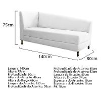 Kit Diva Recamier Heitor 140Cm Lado Esquerdo E 02 Poltronas Luiza Suede - Amarena Móveis Branco - 5