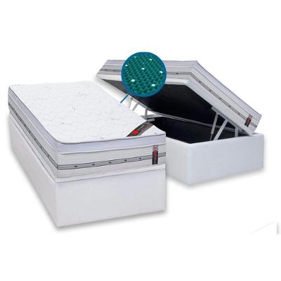 Kit Cama Box Baú Solteiro Magnético Niponpedic Molas Ensacadas Branco Castor