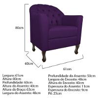 Kit Diva Recamier Diana 185Cm Lado Esquerdo E 02 Poltronas Julia Suede - Amarena Móveis Roxo