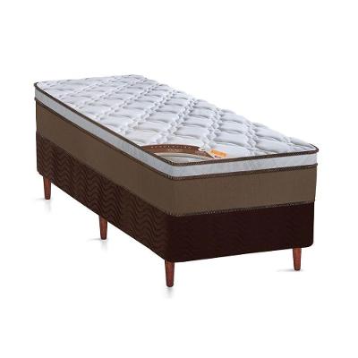 Kit Cama Box Solteiro Molas Ensacadas Euro Pillow Suede Marrom a Costa Rica