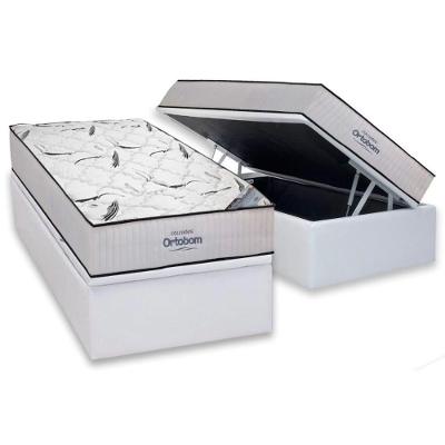 Kit Cama Box Baú Solteiro D45 Hight Foam Espuma Branco Ortobom