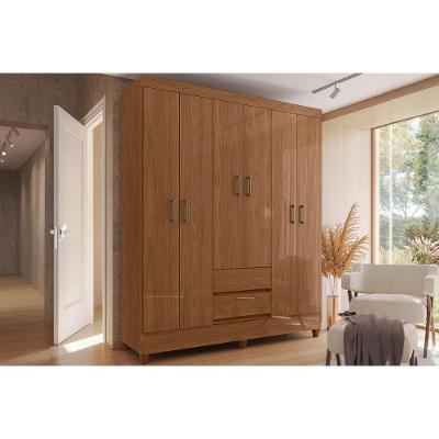 Guarda Roupa Casal Fit 6.2 Jequitibá 6 Portas de Bater 2 Gavetas MDF Jequitiba