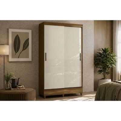 Guarda Roupa Solteiro Fit 2 Portas de Correr 2 Gavetas MDF Off White Santos Andirá