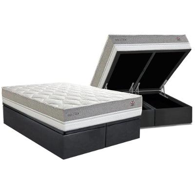 Kit Cama Box Baú Queen Molas Maxspring Paris C1672 Euro Pillow Cinza Herval