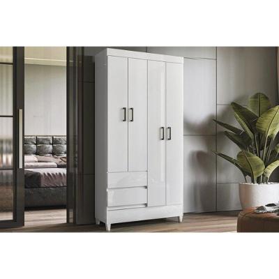 Guarda Roupa Solteiro Fit 4.2 4 Portas de Bater 2 Gavetas MDF Branco