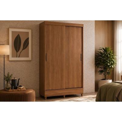 Guarda Roupa Solteiro Fit 2 Portas de Correr 2 Gavetas MDF Jequitiba