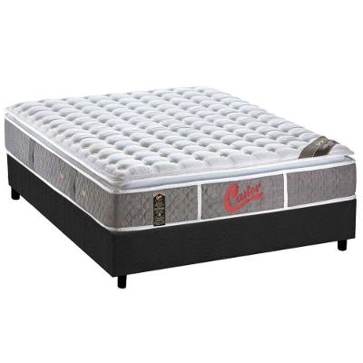 Kit Cama Box Casal Colchão Molas Pocket Light Stress Pillow Top Suede Cinza