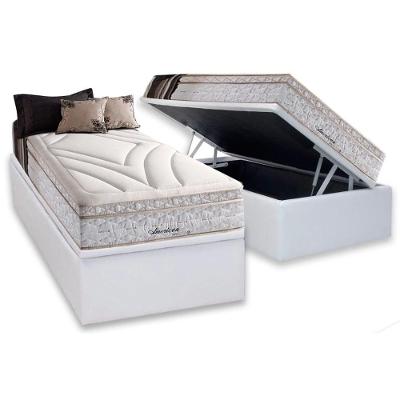 Kit Cama Box Baú Solteiro American Euro Pillow Bonnel Branco Herval